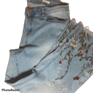 Ladies embroidered WilliamRast Crop Flare Sz 32 Je